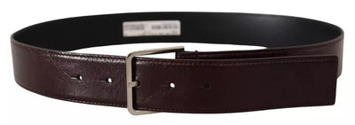 Dolce & Gabbana Dunkelbrauner Ledergürtel mit eingraviertem Logo und Metallschnalle
