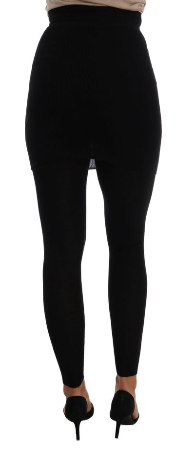 Dolce & Gabbana Schwarze Kaschmir-Seiden-Stretchstrumpfhose Strümpfe