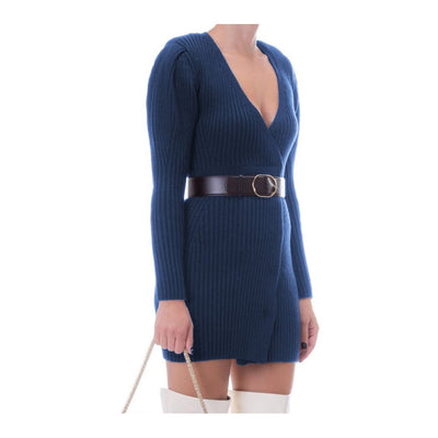 Elisabetta Franchi Blaues Kleid aus Wolle für Frauen
