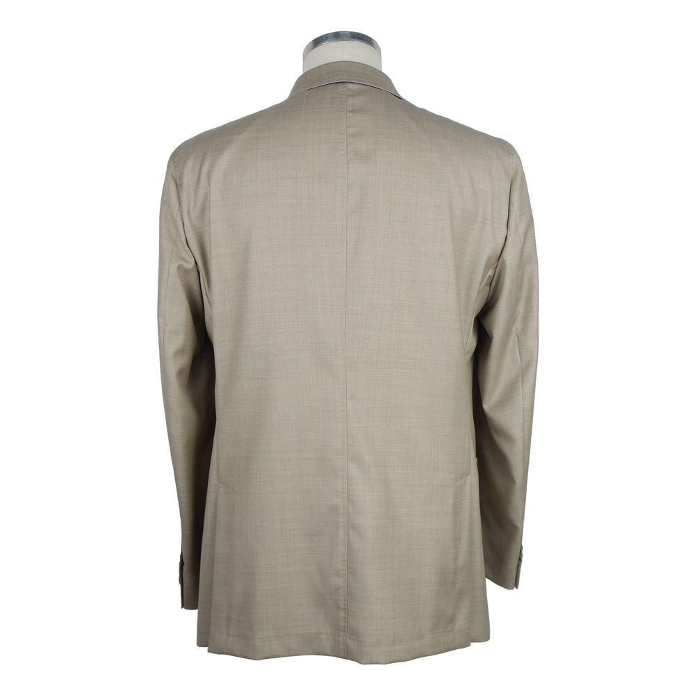 Emilio Romanelli Beigefarbene Wolle Herren Blazer