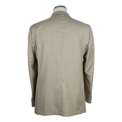 Emilio Romanelli Beigefarbene Wolle Herren Blazer