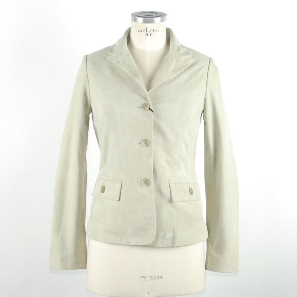 Emilio Romanelli Weiße Lederjacke für Frauen