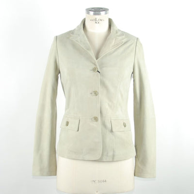 Emilio Romanelli Weiße Lederjacke für Frauen