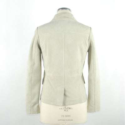 Emilio Romanelli Weiße Lederjacke für Frauen
