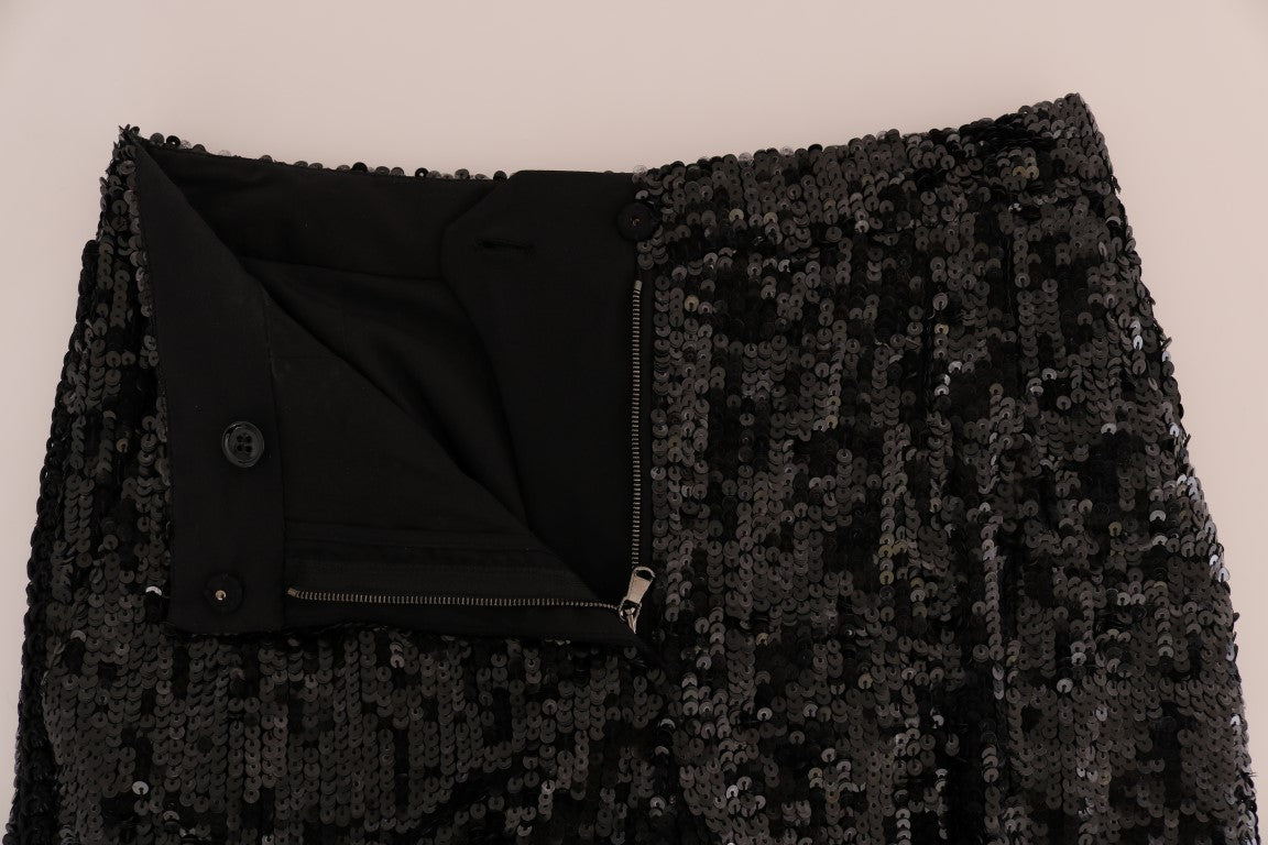 Dolce & Gabbana Schwarze paillettenbesetzte Fashion Shorts