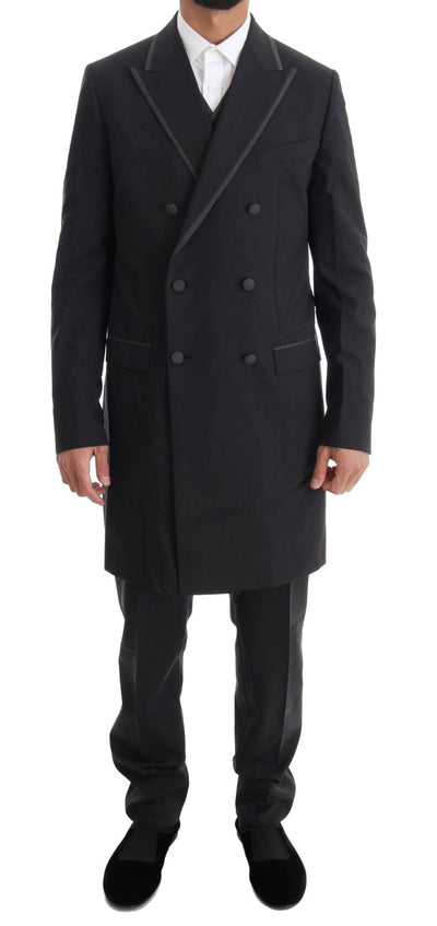 Dolce & Gabbana Grauer Woll-Stretch-3-Stück-Anzug mit zwei Knöpfen