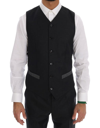 Dolce & Gabbana Grauer doppelreihiger 3-teiliger Anzug aus Wolle