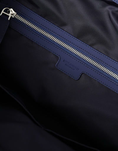 Dolce & Gabbana Blaue Nylon-Kalbsleder Hand-Schulter-Seesack