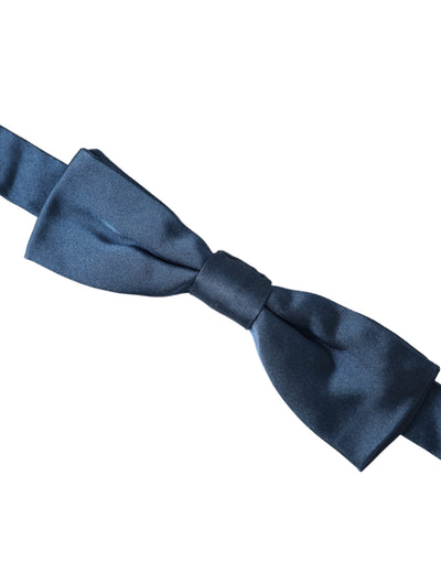 Dolce & Gabbana Blau Satin Seide Verstellbare Hals Männer Fliege