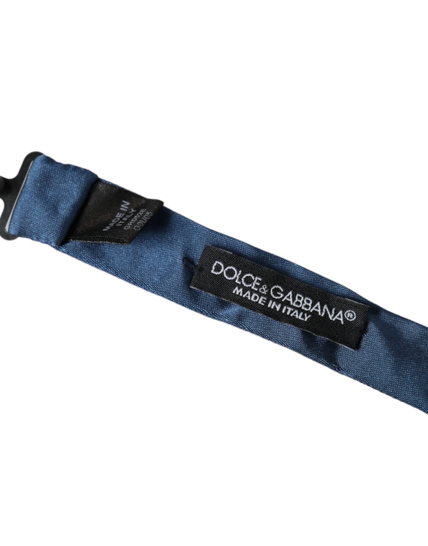 Dolce & Gabbana Blau Satin Seide Verstellbare Hals Männer Fliege