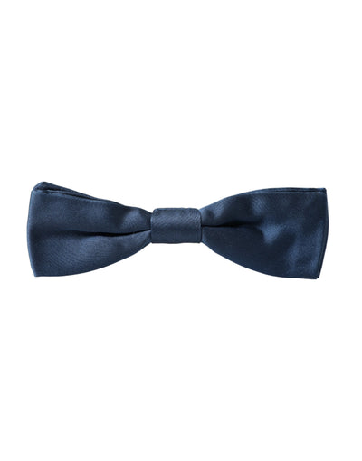 Dolce & Gabbana Blau Satin Seide Verstellbare Hals Männer Fliege