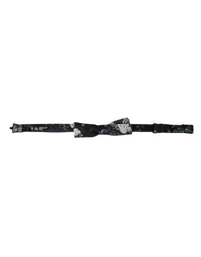 Dolce & Gabbana Schwarze Floral Seide Einstellbare Hals Männer Fliege