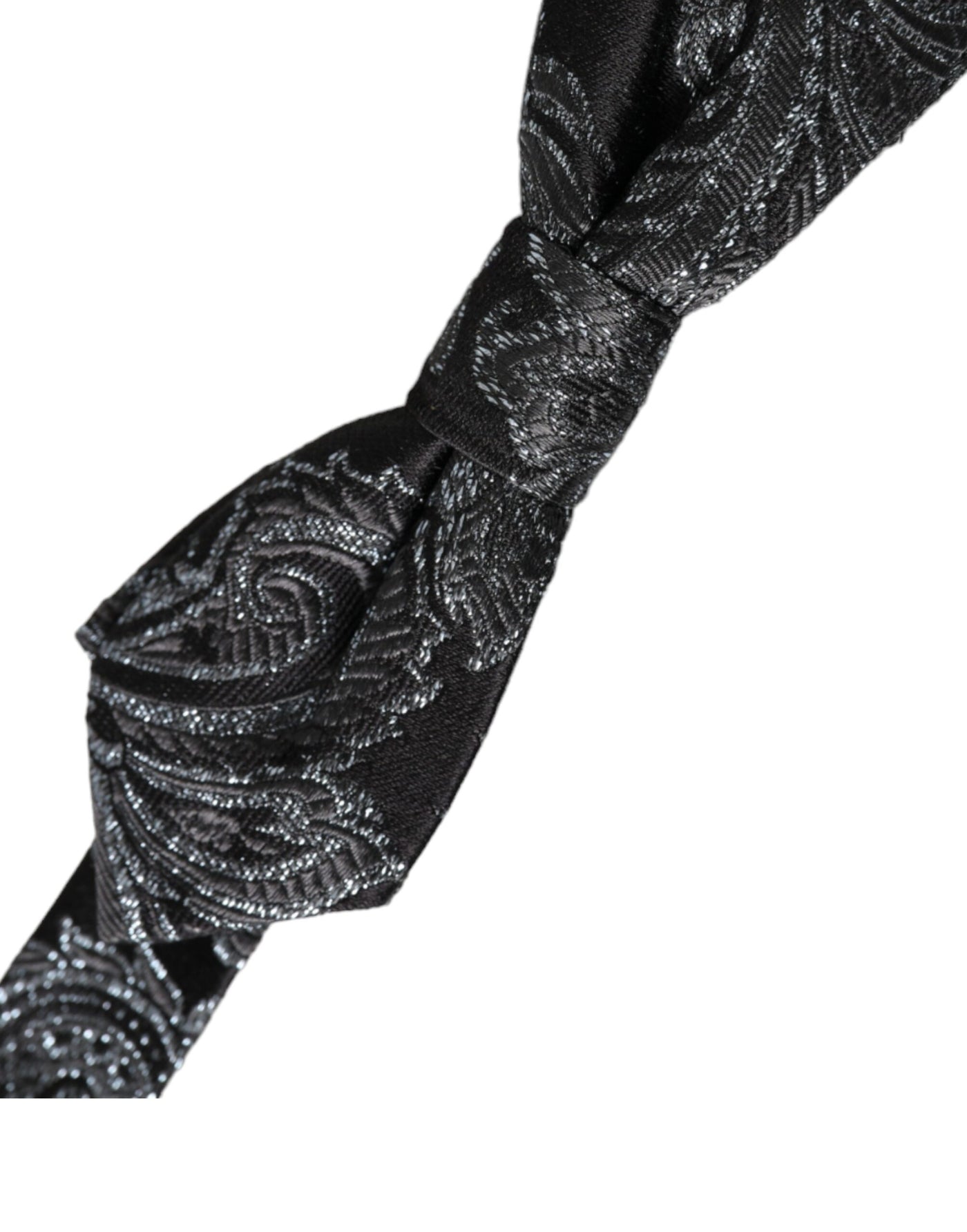 Dolce & Gabbana Schwarze Seiden-Jacquard verstellbare Hals Männer Fliege