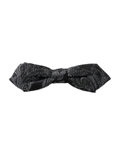 Dolce & Gabbana Schwarze Seiden-Jacquard verstellbare Hals Männer Fliege