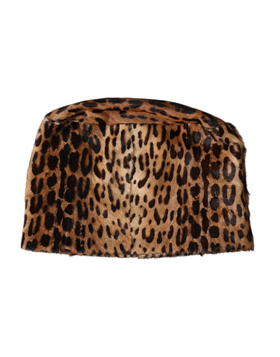 Dolce & Gabbana Brauner Leopardenfell Frauen Eimer Hut