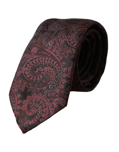 Dolce & Gabbana Bordeaux gemusterte Seidenkrawatte für Männer, verstellbar