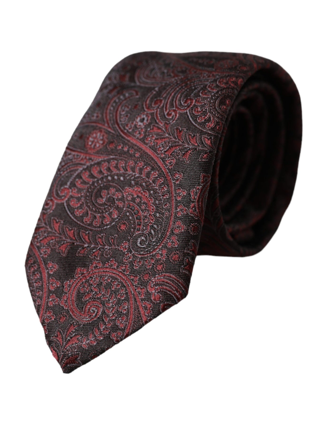 Dolce & Gabbana Bordeaux gemusterte Seidenkrawatte für Männer, verstellbar