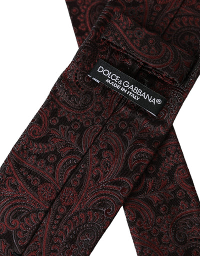 Dolce & Gabbana Bordeaux gemusterte Seidenkrawatte für Männer, verstellbar
