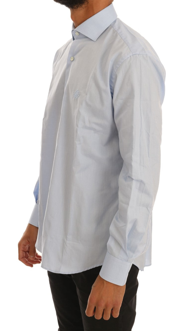 Cavalli Hellblaues Slim Fit Hemd aus Baumwolle