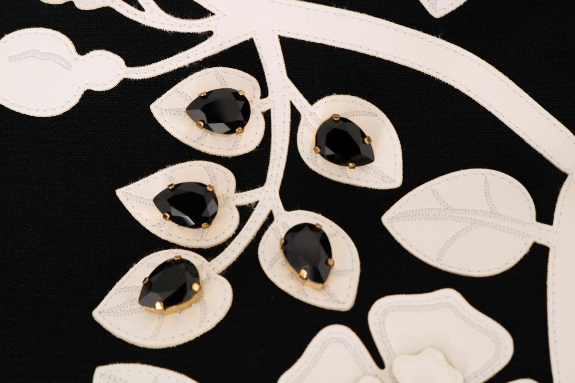 Dolce & Gabbana Schwarze Barock Jacke mit Blumen und Kristall