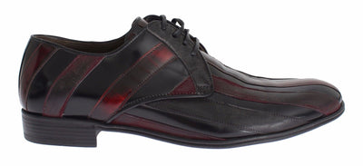Dolce & Gabbana Schwarz Bordeaux Leder Kleid Formelle Schuhe