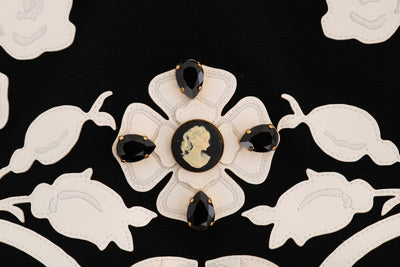 Dolce & Gabbana Schwarzer Crystal Floral Bleistiftrock
