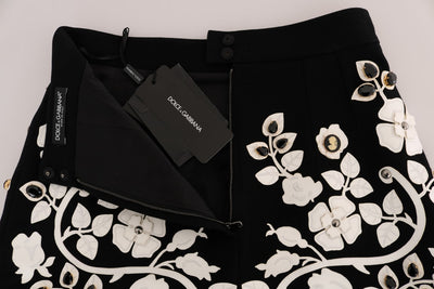 Dolce & Gabbana Schwarzer Crystal Floral Bleistiftrock