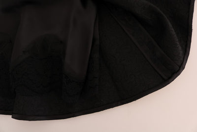 Dolce & Gabbana Schwarzer A-Linien-Rock aus geblümter Jacquard-Seide