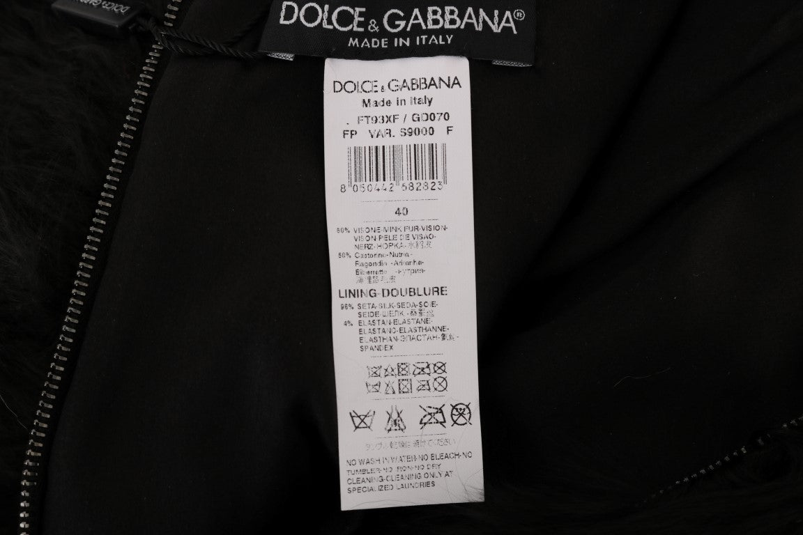 Dolce & Gabbana Schwarzer Nerz Nutria Pelz Mini Hot Pants