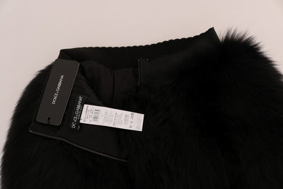 Dolce & Gabbana Schwarze Lammfuchsfell Mini Hot Pants