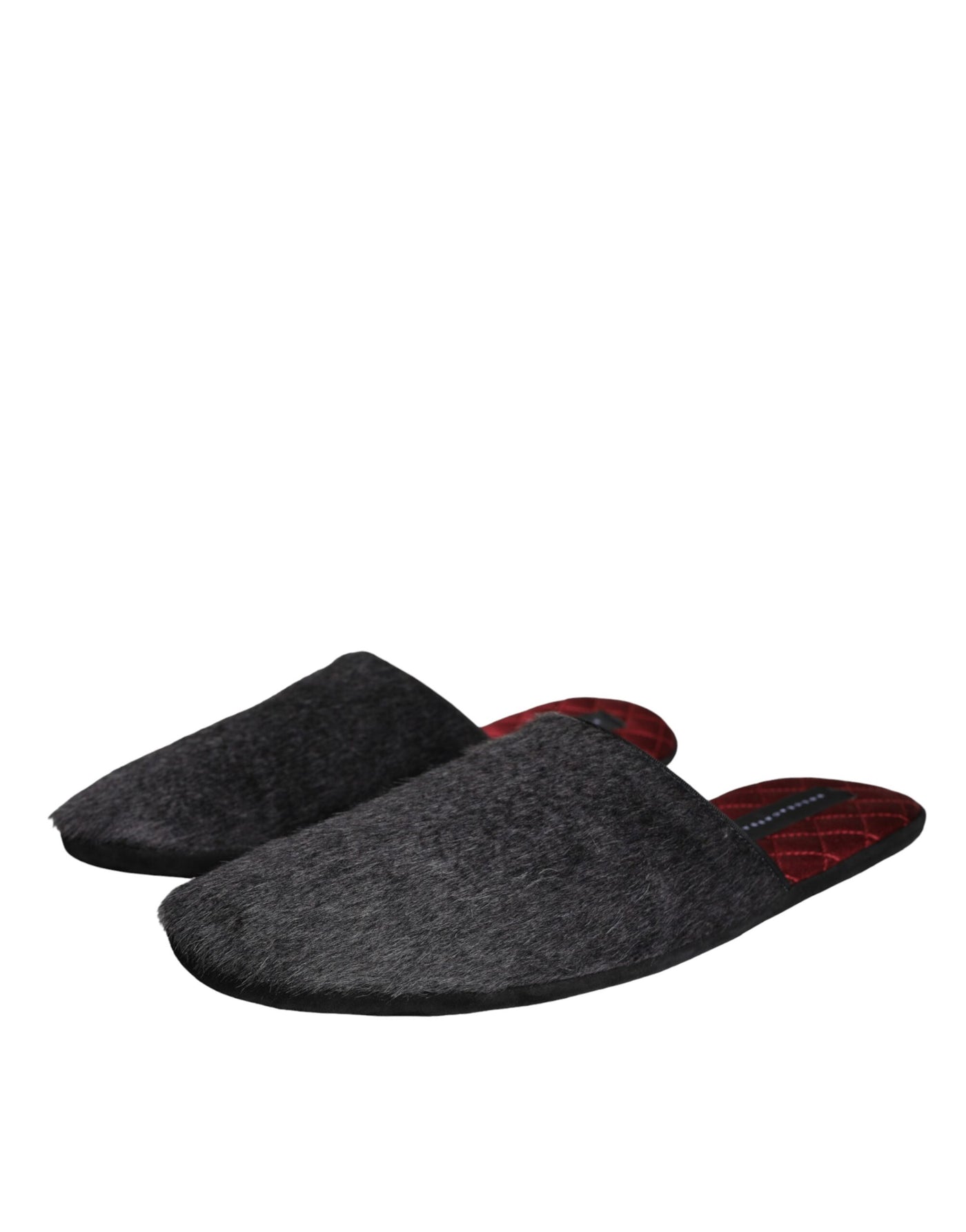 Dolce & Gabbana Schwarz Kunstfell Pantoffeln Slip On Schuhe