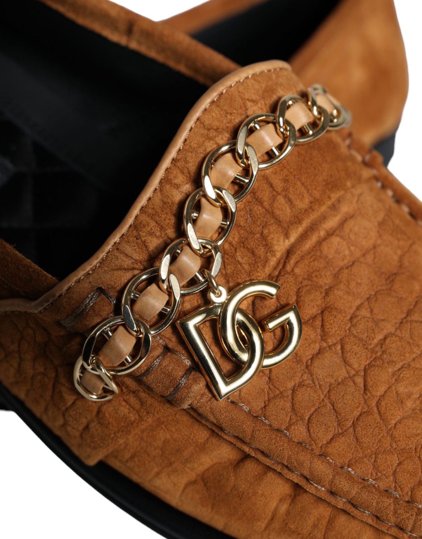Dolce & Gabbana Braune Samtleder Logo Mokassin Slip On Schuhe