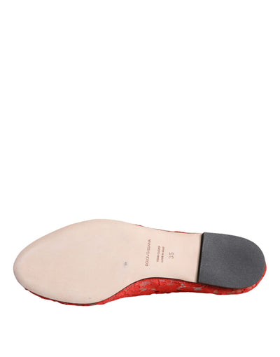Dolce & Gabbana Koralle Spitze Kristall Ballett Flats Loafers Schuhe