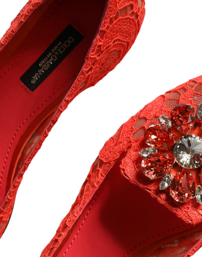 Dolce & Gabbana Koralle Spitze Kristall Ballett Flats Loafers Schuhe