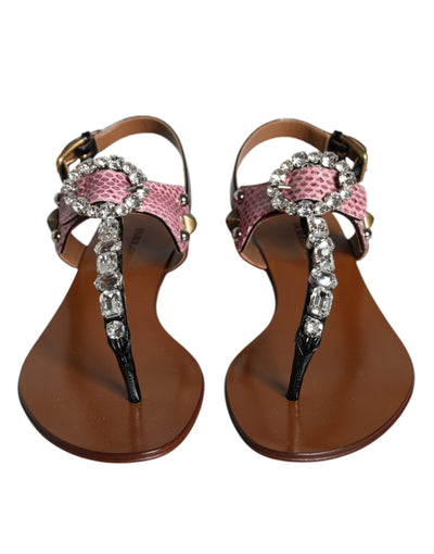 Dolce & Gabbana Multicolor Kristall Sandalen Flip Flops Schuhe