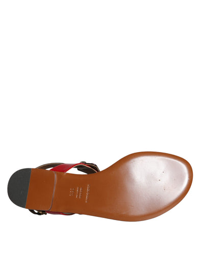Dolce & Gabbana Multicolor Kristall Sandalen Flip Flops Schuhe