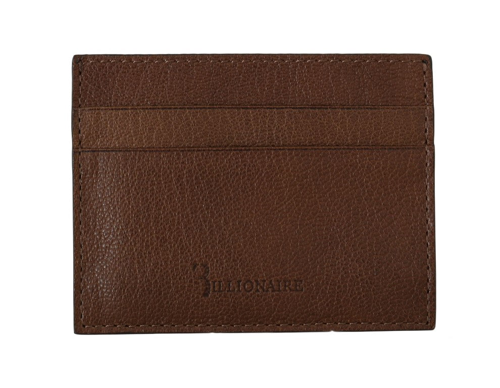 Billionaire Italian Couture Brauner Leder-Kartenhalter Brieftasche
