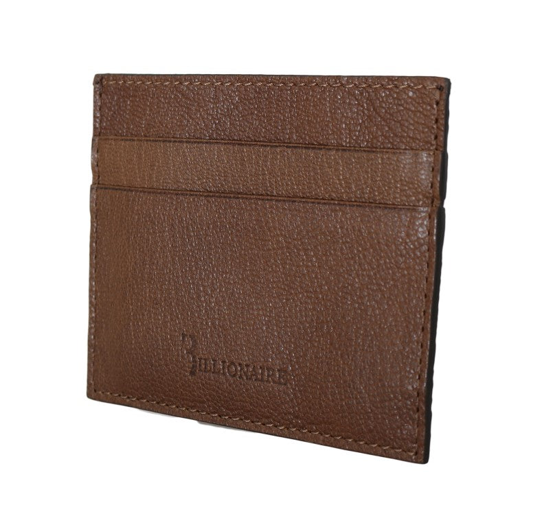 Billionaire Italian Couture Brauner Leder-Kartenhalter Brieftasche
