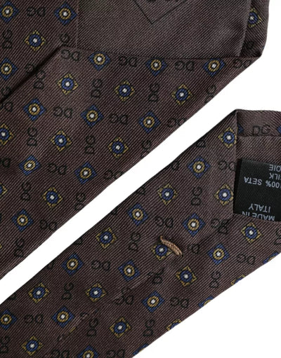Dolce & Gabbana Braune Seidenkrawatte mit Markenlogo, verstellbar