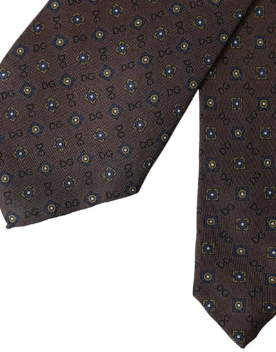 Dolce & Gabbana Braune Seidenkrawatte mit Markenlogo, verstellbar