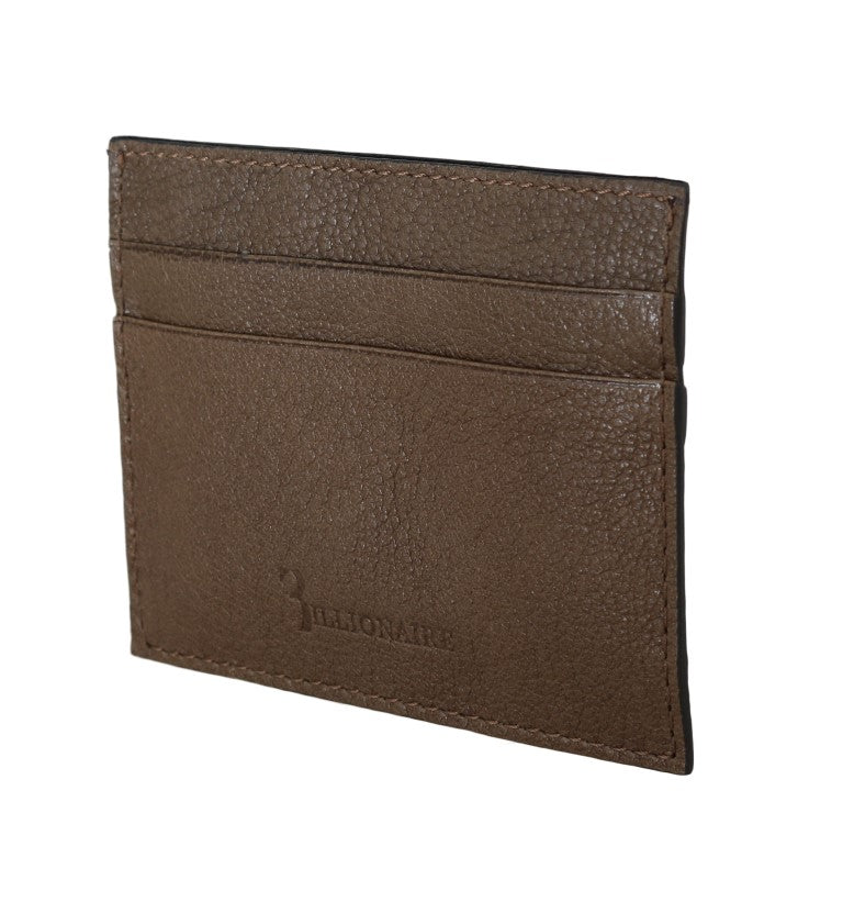 Billionaire Italian Couture Brauner Leder-Kartenhalter Brieftasche