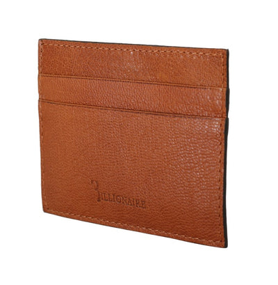 Billionaire Italian Couture Brauner Leder-Kartenhalter Brieftasche