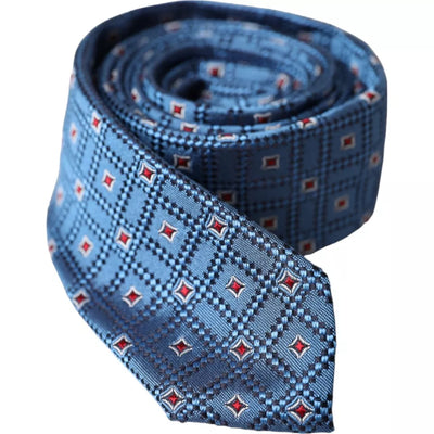 Dolce & Gabbana Blau gemustert 100% Seide Verstellbare Herrenkrawatte