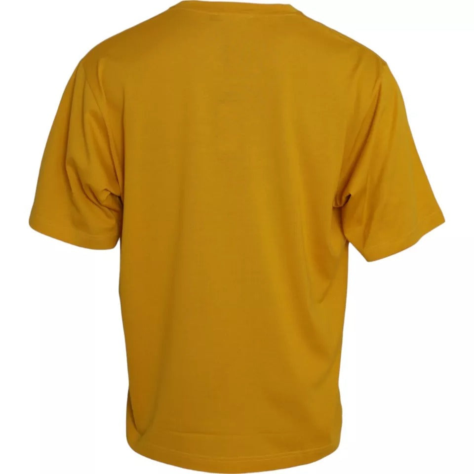 Dolce & Gabbana Dunkelgelbes Logo-Baumwoll-T-Shirt mit Rundhalsausschnitt