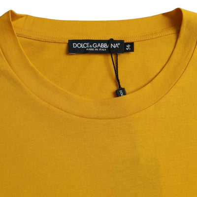 Dolce & Gabbana Dunkelgelbes Logo-Baumwoll-T-Shirt mit Rundhalsausschnitt