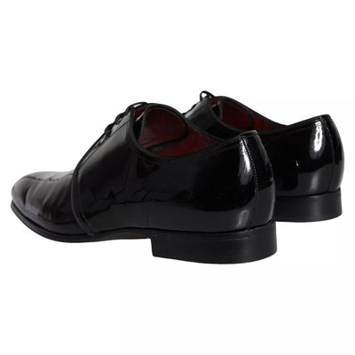 Dolce & Gabbana Schwarzes Lackleder Derby Herren Anzugschuhe