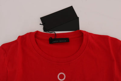 Frankie Morello Rotes Baumwoll-RIDERS T-Shirt mit Rundhalsausschnitt