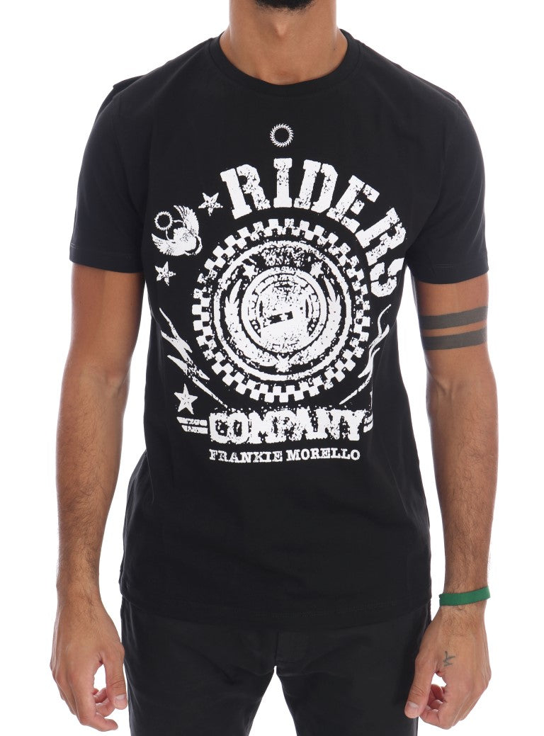 Frankie Morello Schwarzes Baumwoll-RIDERS T-Shirt mit Rundhalsausschnitt