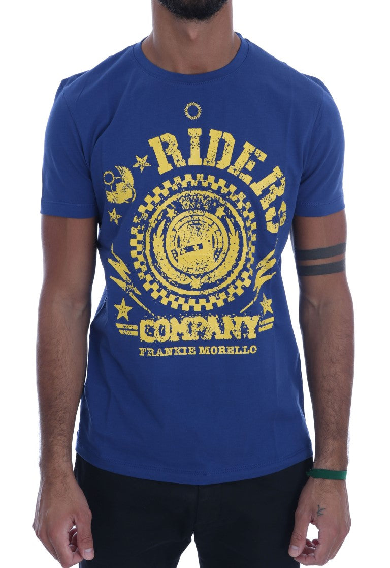 Frankie Morello Blaues Baumwoll-RIDERS T-Shirt mit Rundhalsausschnitt