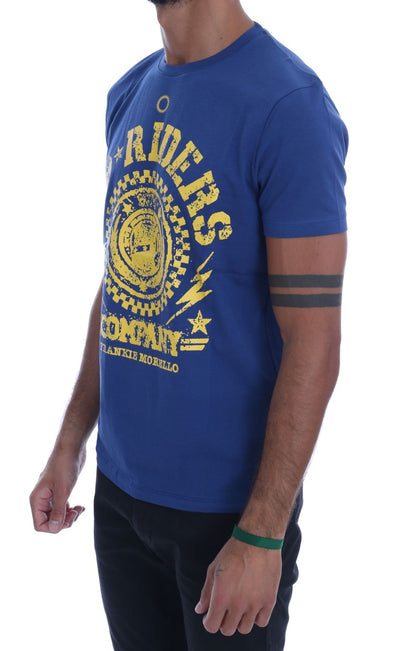 Frankie Morello Blaues Baumwoll-RIDERS T-Shirt mit Rundhalsausschnitt